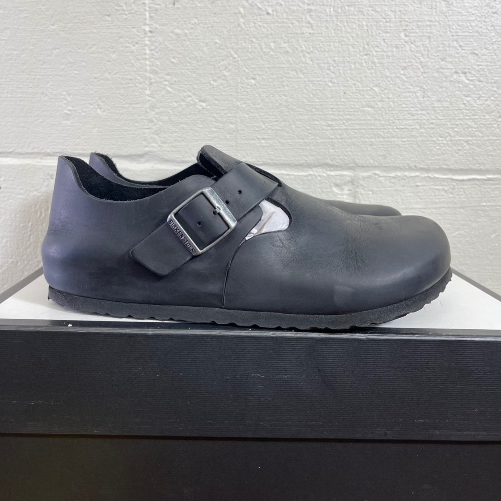 Birkenstock London Black Leather Clogs Shoes Closed Toe Women's Size 40 EU/9 US